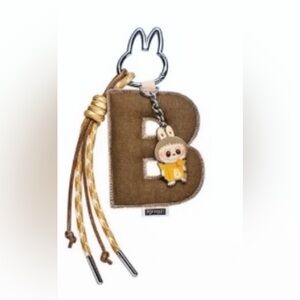 POP Mart Letter B Brown Keychain with Character Charm
